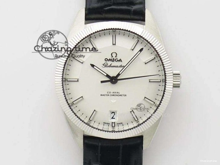 0219 Modern De Ville Date RG MKF 1:1 Best Edition White Textured Dial Roman Marker on Brown Leather Strap A 7752